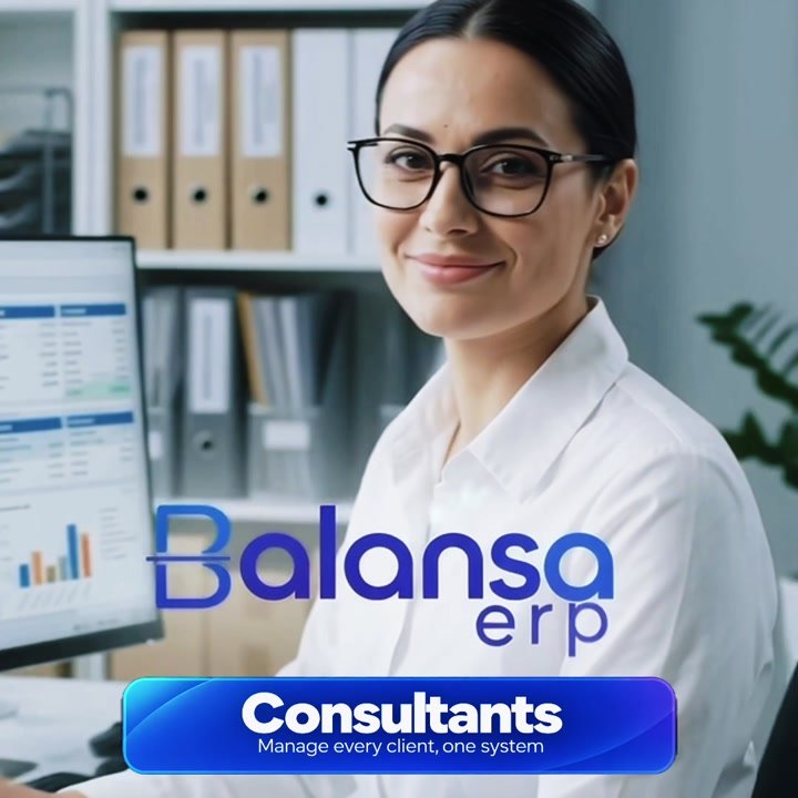 Business software promotion showing importers, warehouses, companies and consultants.